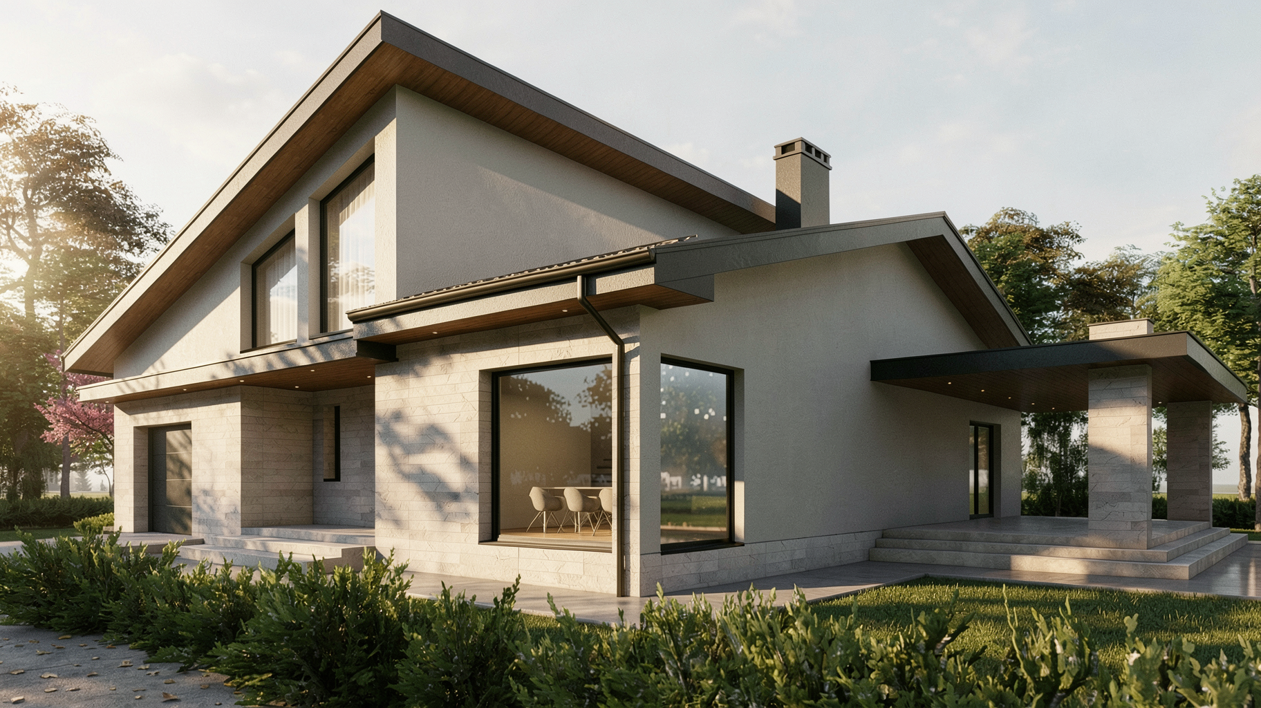 Casa A – perspectivă exterioară a locuinței