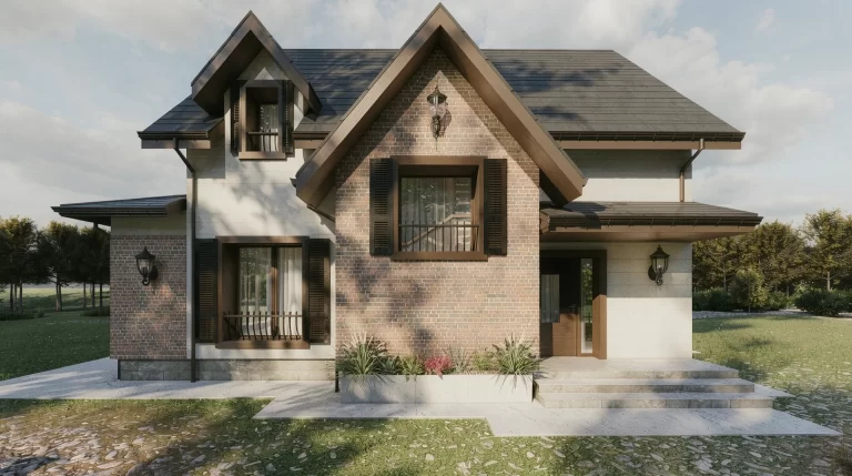 Casa C – vedere principală a locuinței unifamiliale P+M