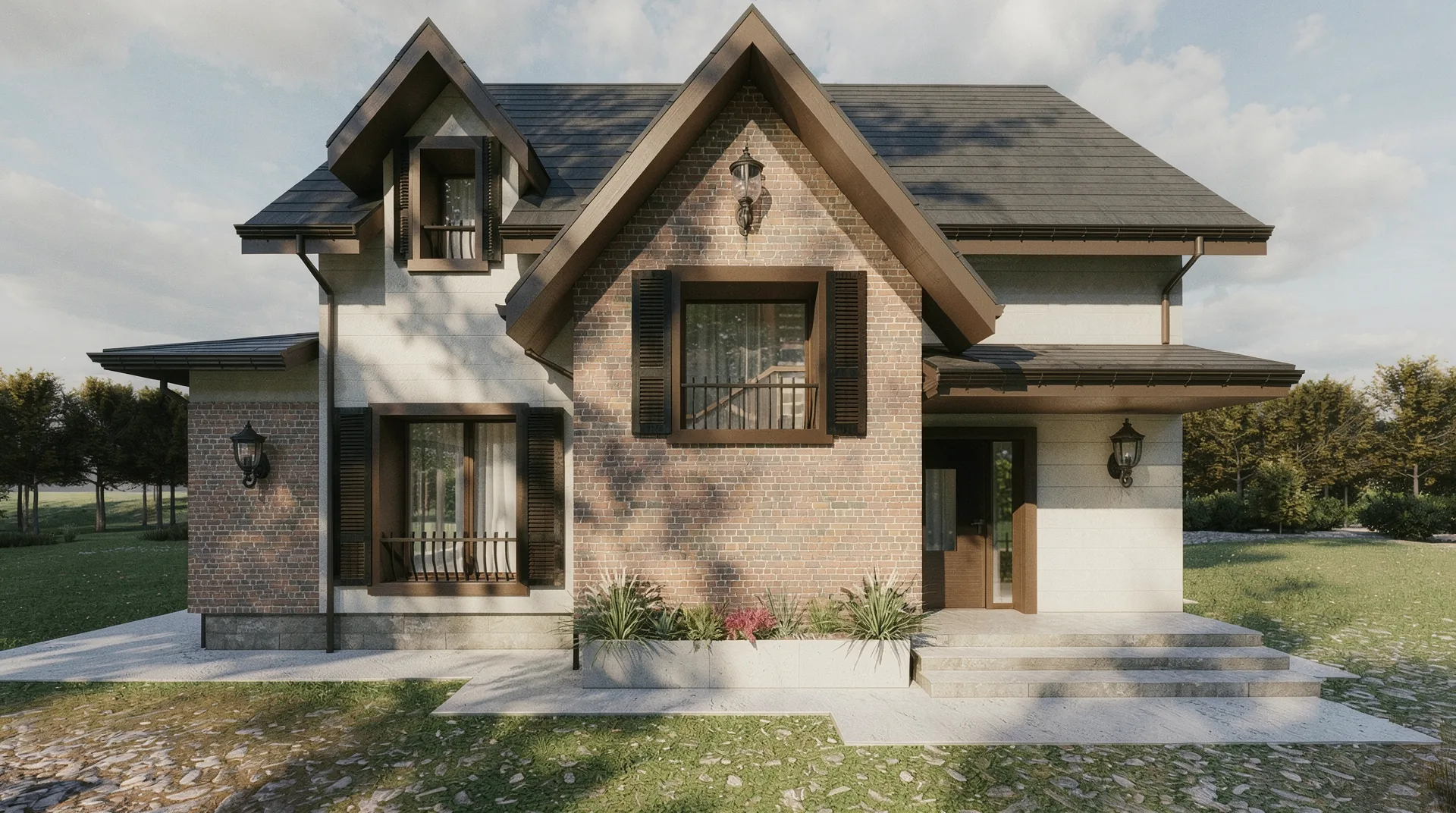 Casa C – vedere principală a locuinței unifamiliale P+M