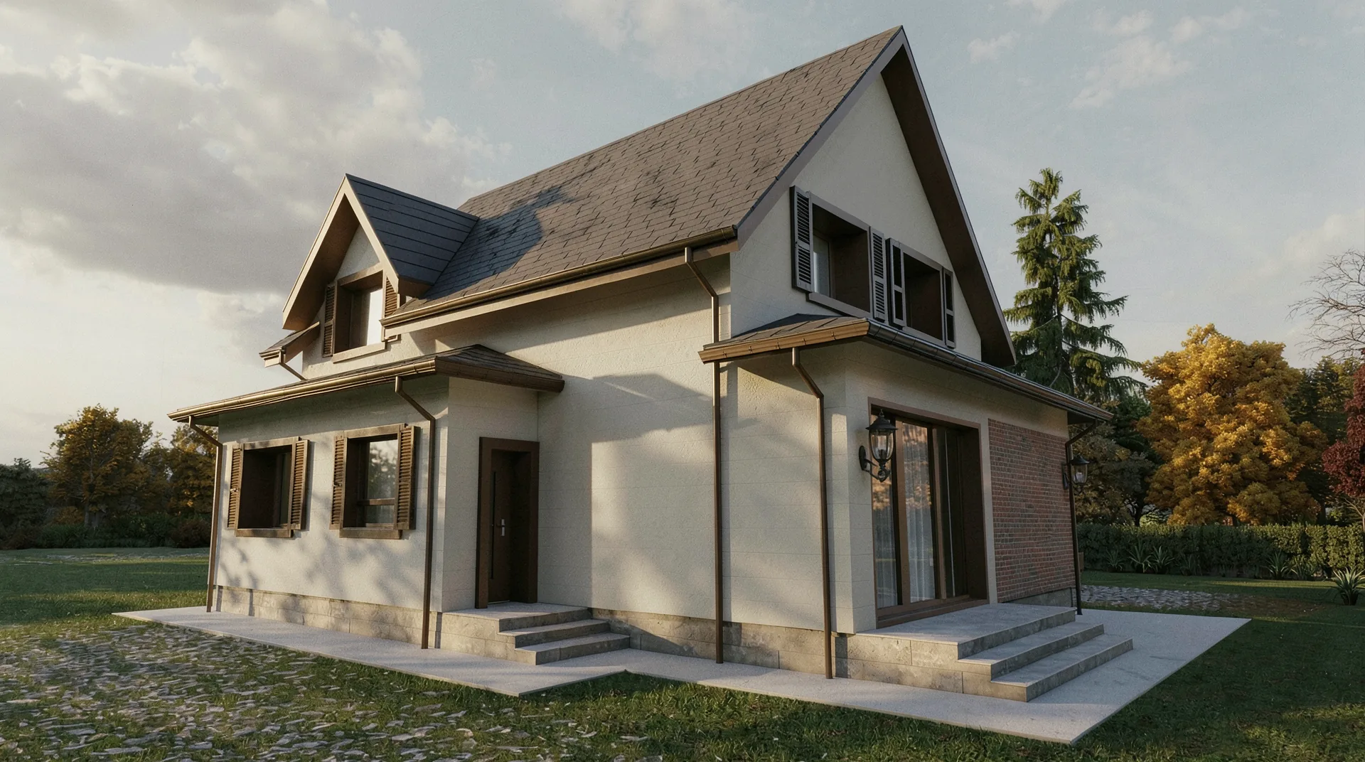 Casa C – vedere laterală și posterioară a locuinței