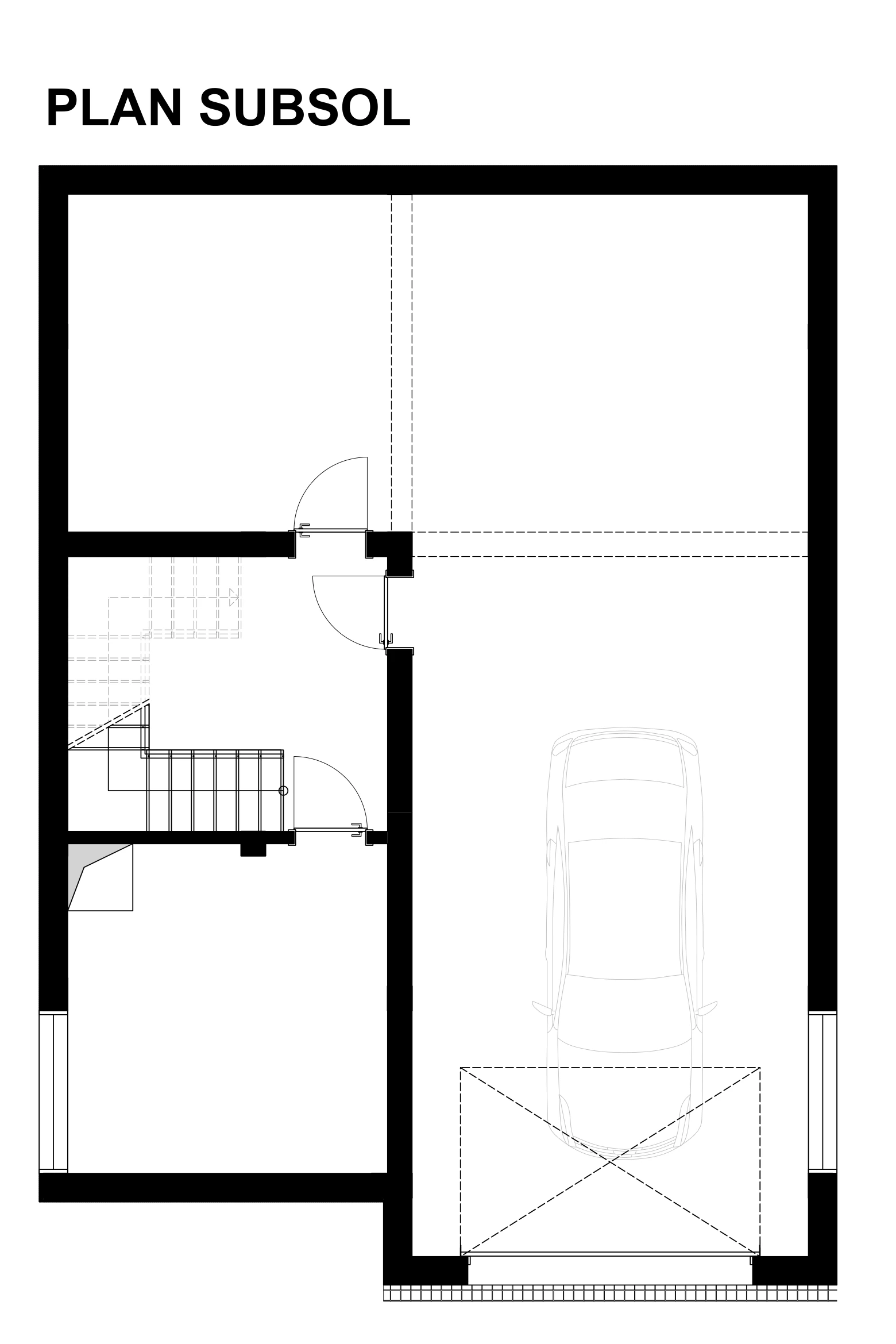 Casa E – plan subsol și garaj