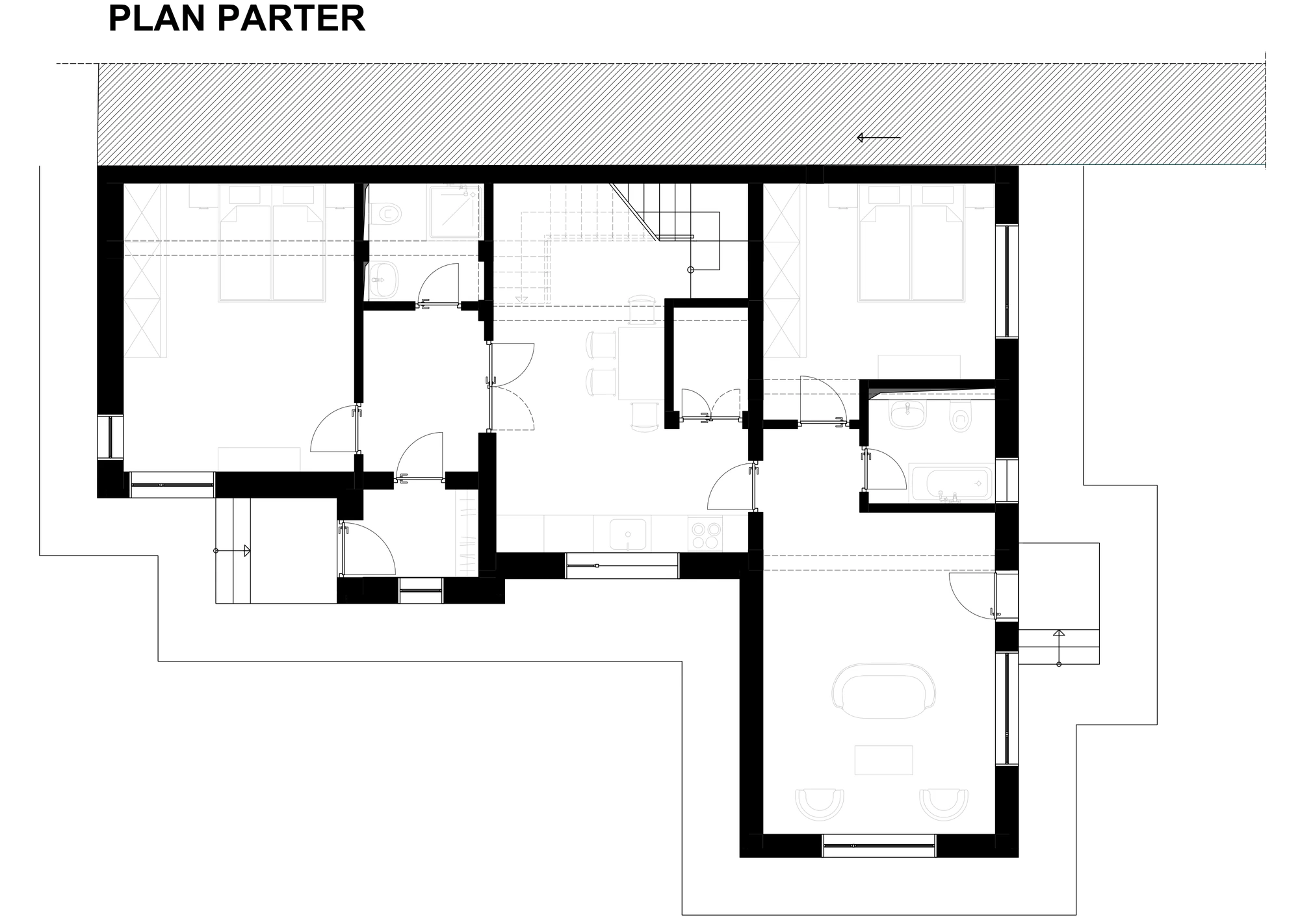 Casa G – plan parter și compartimentarea locuinței