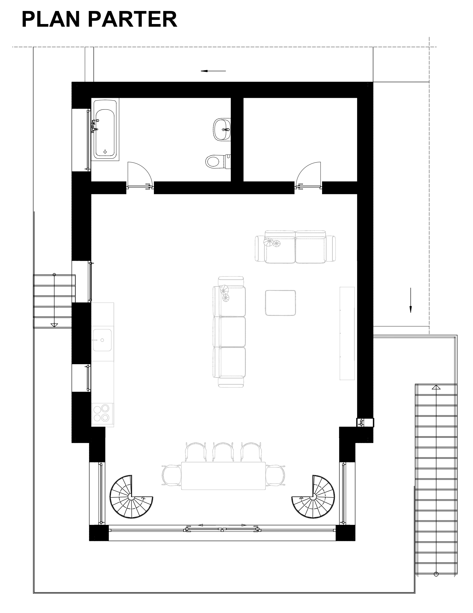 Casa B – plan parter și compartimentarea locuinței
