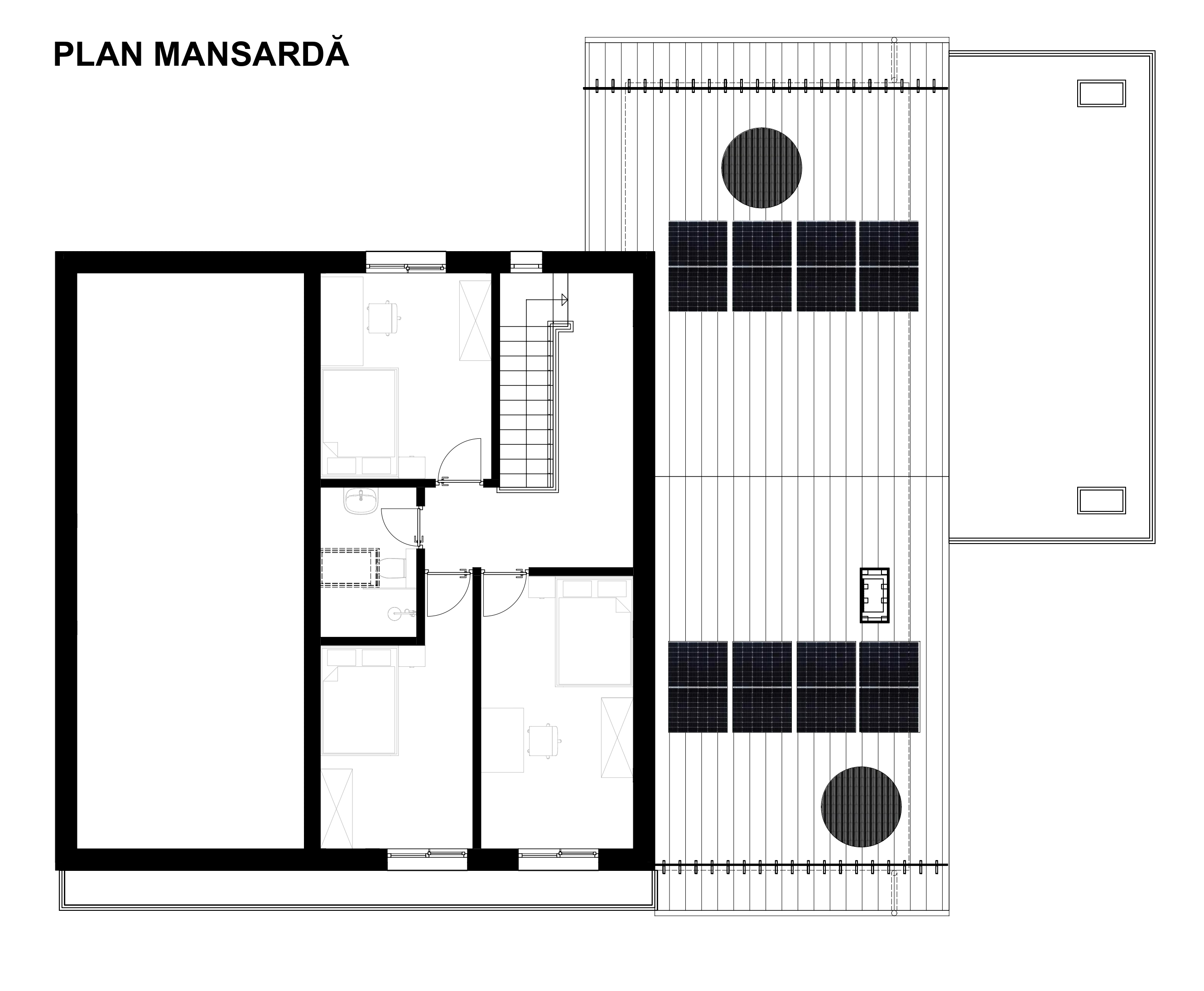 Casa A – plan mansardă și compartimentarea spațiilor