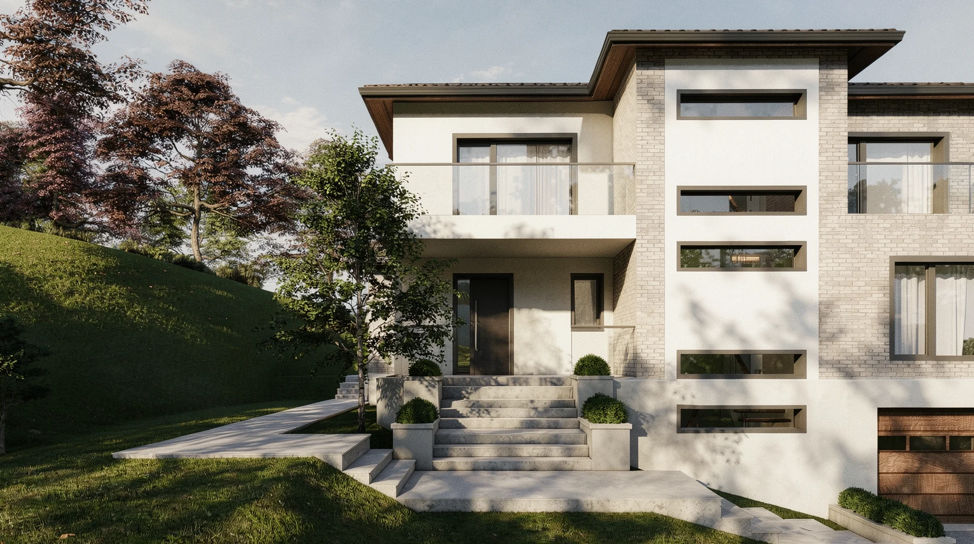 Casa H – perspectivă exterioară 2, locuință D+P+1E în jud. Cluj